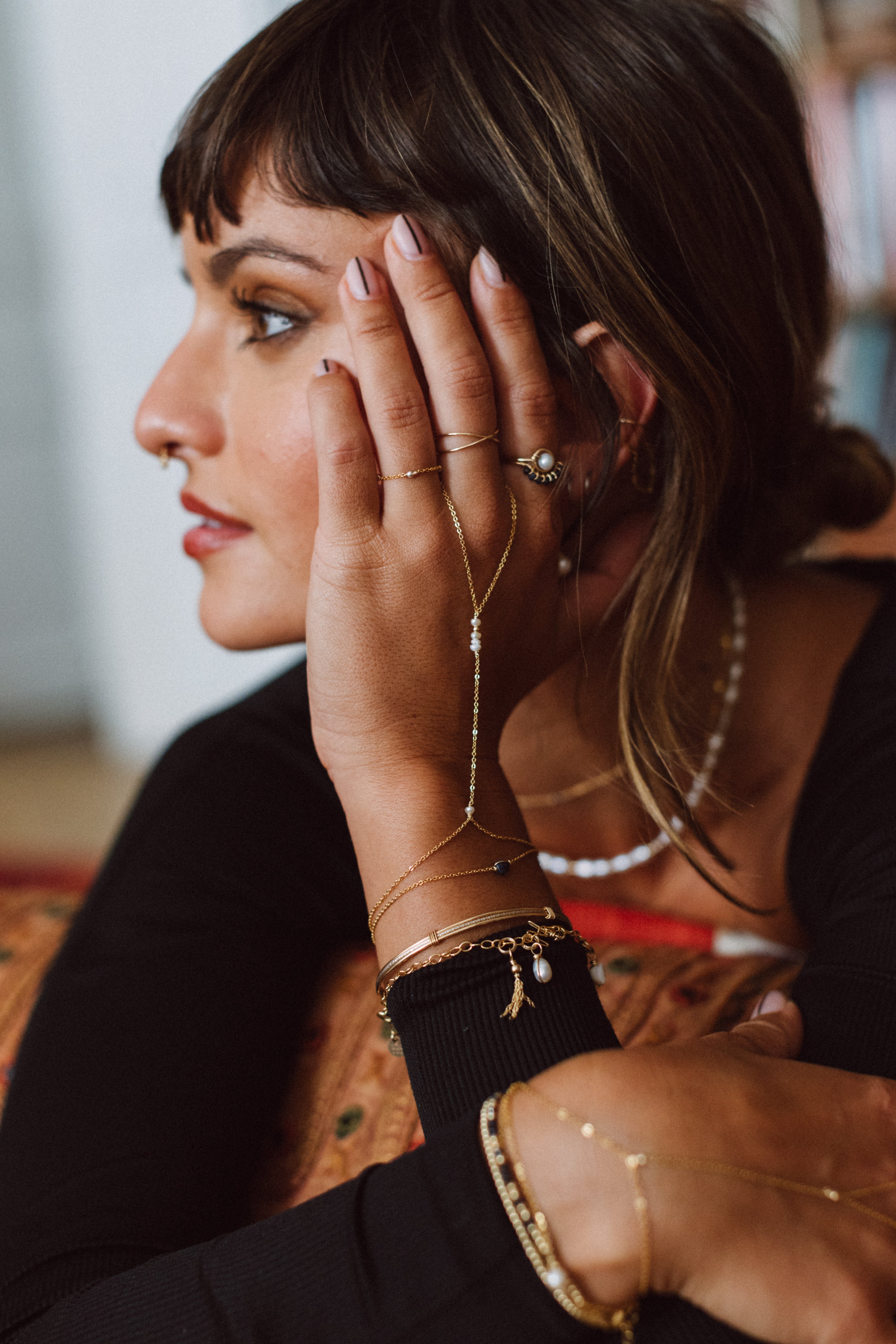 Bijou de main théa perles | Blanc