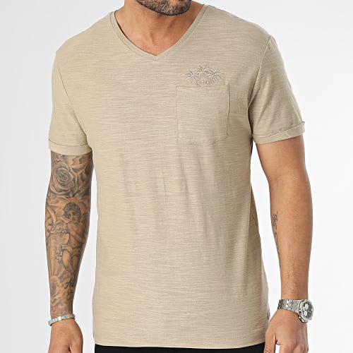 Tee Shirt A Poche Poitrine 20715337 Beige Chiné