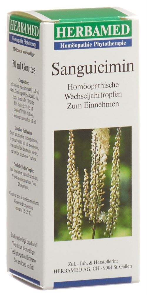 SANGUICIMIN homöopathische  Wechseljahrtropfen Tropfen Fl 50 ml