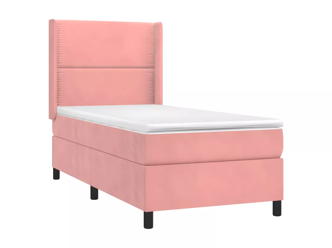 Sommier tapissier avec matelas et LED Rose 90x190 cm Velours