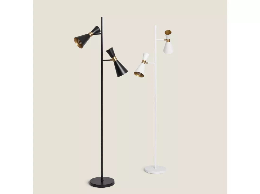 Lampadaire Métal 2 Spots Jigger Noir- Doré