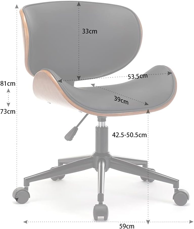 Mingone Bürostuhl Holz Computerstuhl Schreibtischstühle Leder Drehstuhl 360° Höhenverstellbar Design Home Office Chair mit Rückenlehne，Schwarz bis 130kg