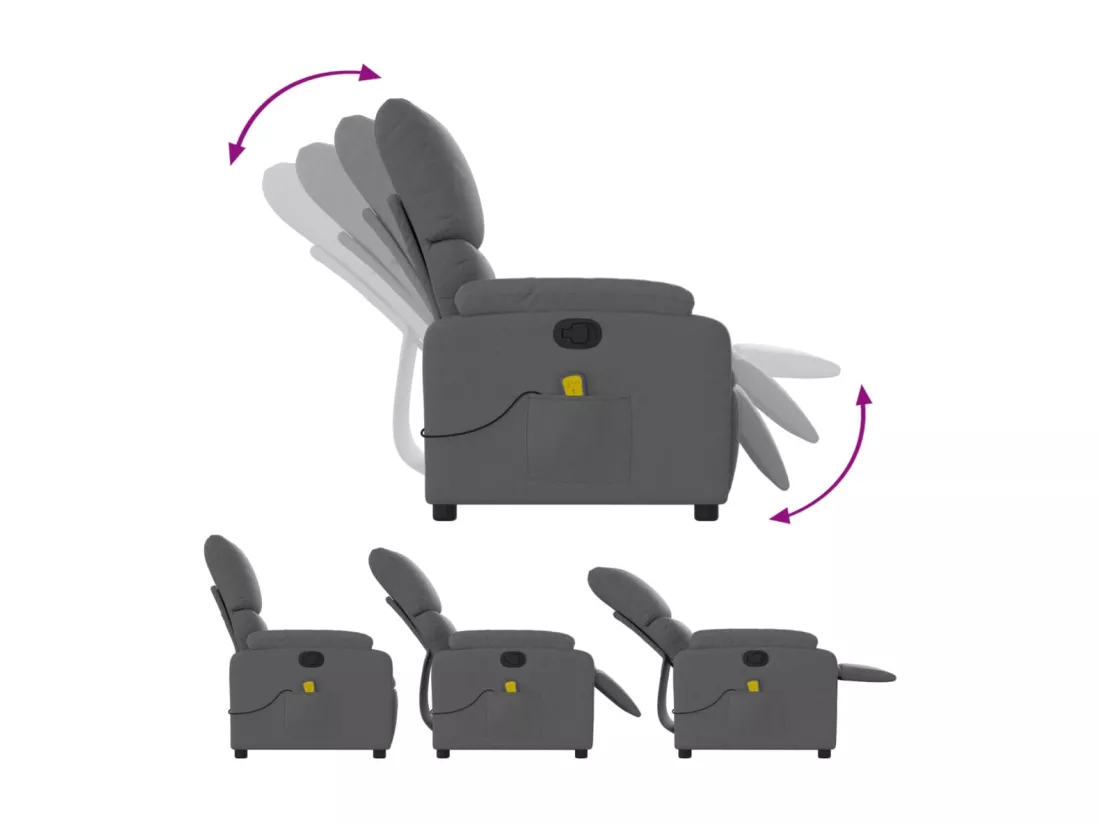 Fauteuil massant inclinable Gris foncé Tissu