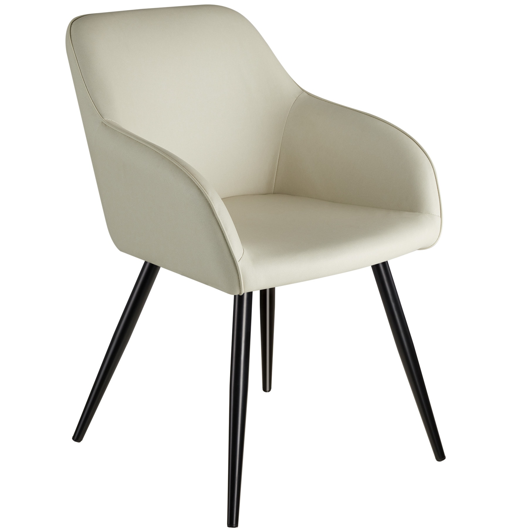 tectake® 6er Set Esszimmerstuhl, gepolstert mit Stoffbezug, schwarze Stahlbeine, 58 x 62 x 82 cm