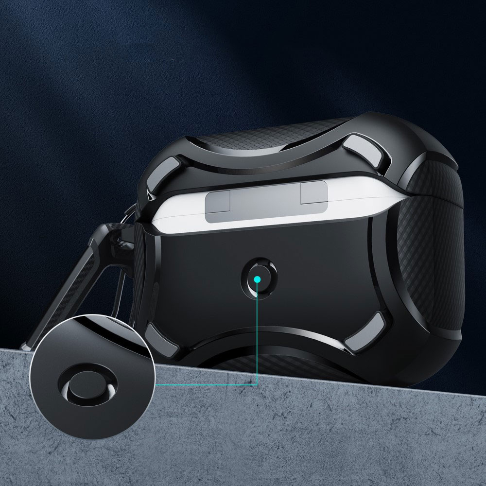 AirPods Pro 2 / AirPods Pro Cyber ​​Armor Series MagSafe Hybrid Hülle mit Karabinerhaken - Hellgrün