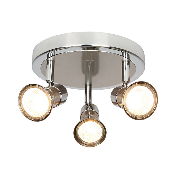 Plafonnier spot 3 lumières GU10 10W GoodHome Aphroditus nickel H.14 x Ø19 cm