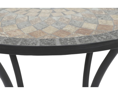 Siena Garden Prato balkontafel, steenmozaïeklook, Ø 60 H 69,5 cm, grijs