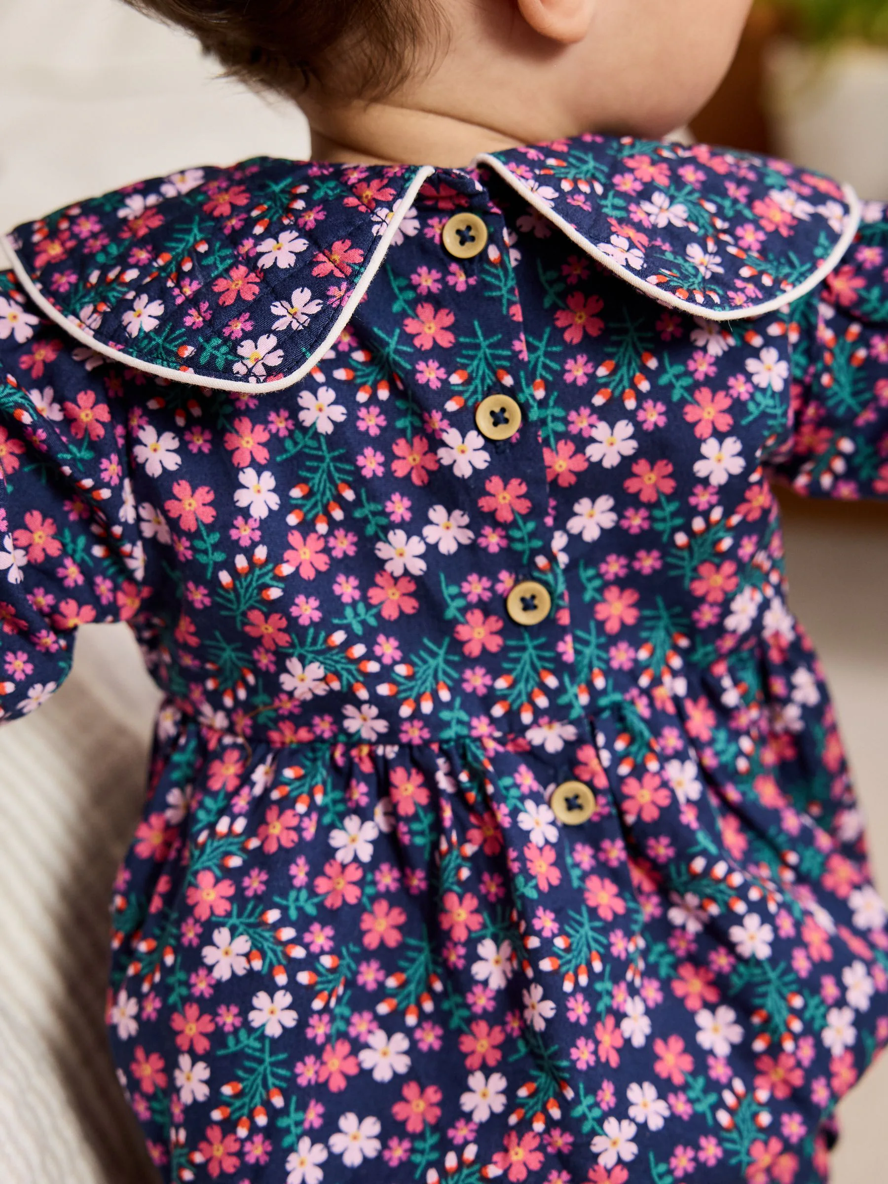Marineblauwe fijne print - Babyrompers met bloemenprint Set 2 -delig met maillot (0mnd -3jr)
