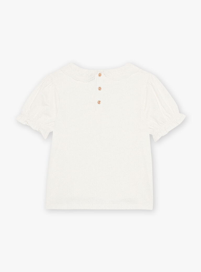 T-shirt écru à col Claudine