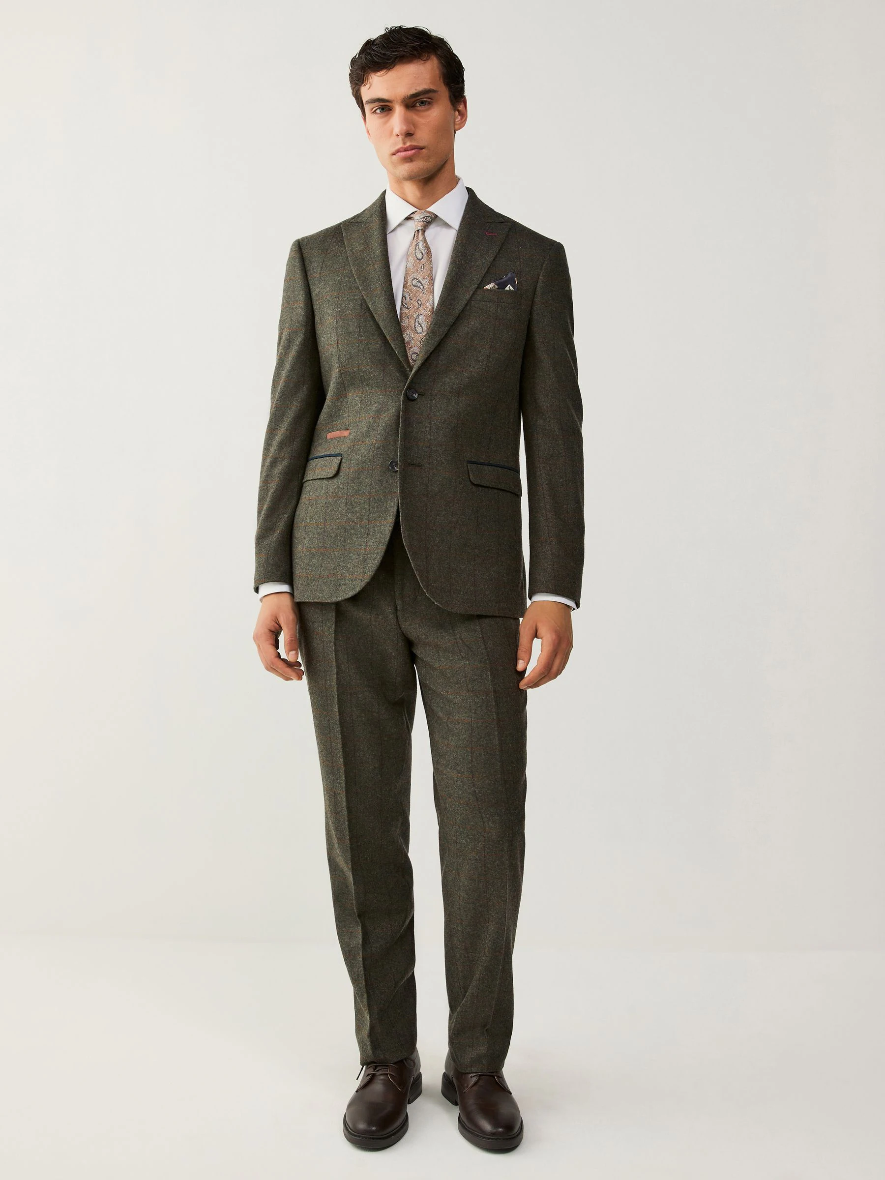 Groen - Geruit colbert met standaard pasvorm en trimmed-effect