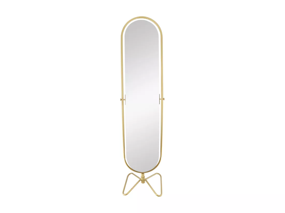 Miroir pivotant sur pied en métal - L. 45 x H. 171 cm - Doré - ASATU