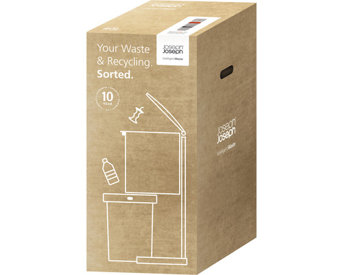 Joseph & Joseph Totem Prullenbak met scharnierend deksel, 2 compartimenten, 20 liter, steengrijs, 30092