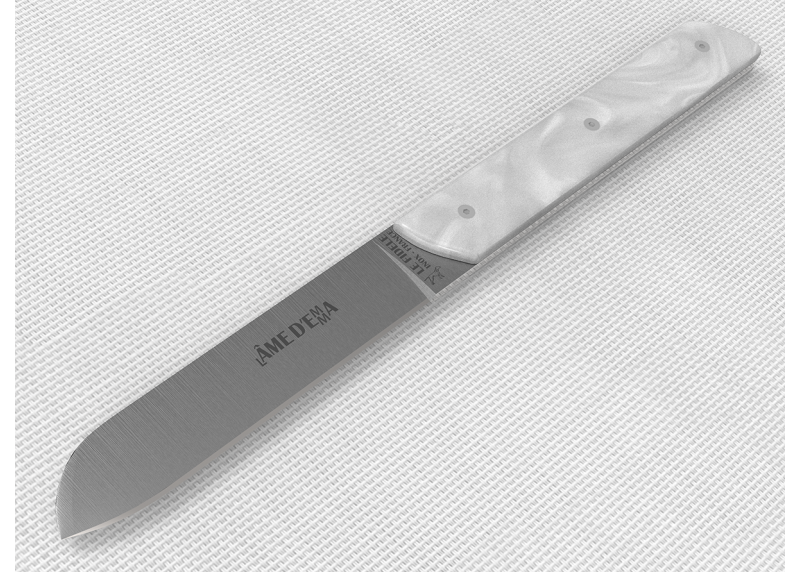 Service de 6 couteaux de table avec un manche en Madreperlato Blanc et lame en acier inoxidable