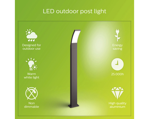 LED-padverlichting IP44 12W 1100 lm 2700 K HxB 960x120 mm Splay antraciet