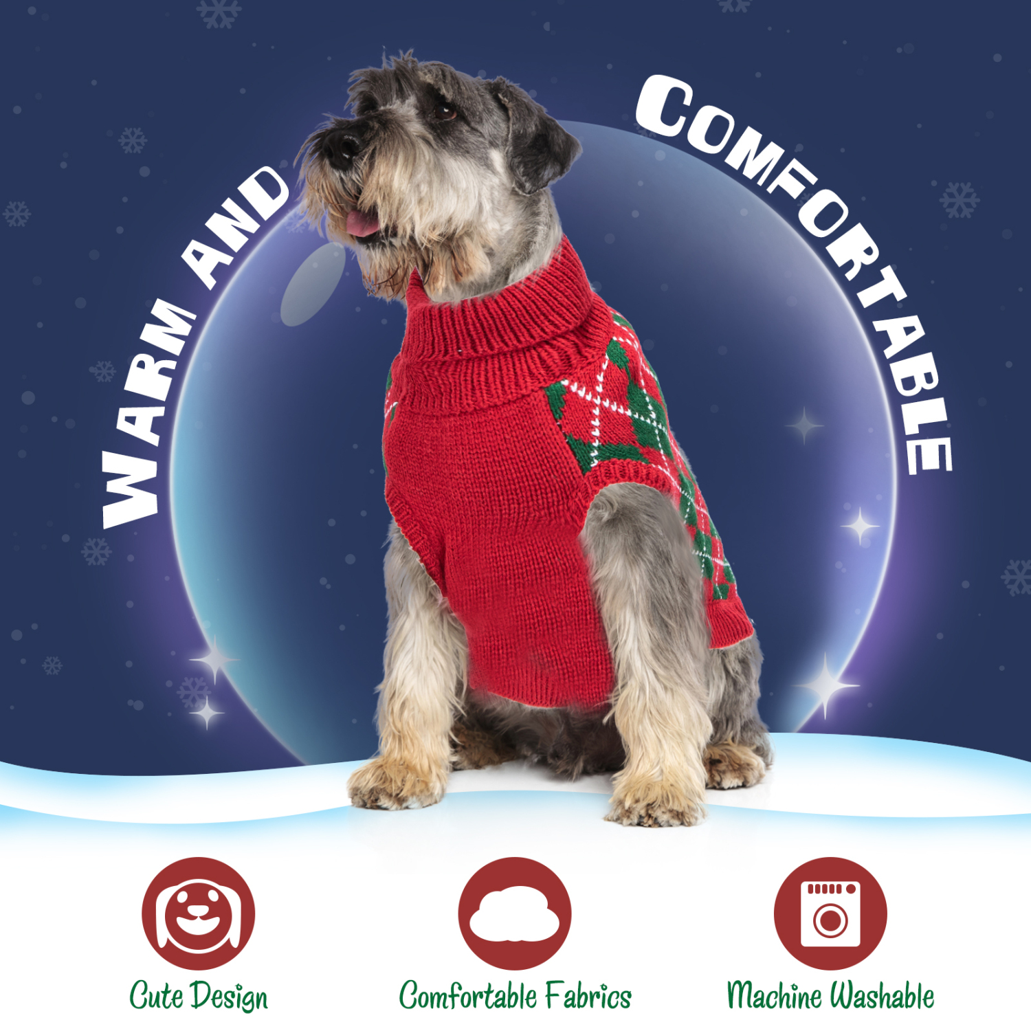 Nobleza - Suéteres de Natal para Cães e Gatinhos, Suéter de Natal para Animais de Estimação, Suéter para Cães e Gatinhos, Roupas Quentes de Inverno Adequadas para Cães de Pequeno e Médio Porte (Vermelho, tamanho P)