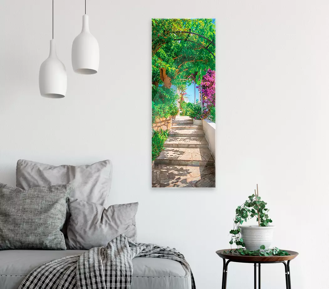 Glasbild 30 x 80 cm Old Stone Stairs II