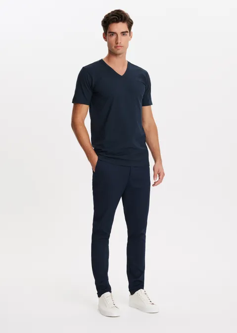 Basic t-shirt met v-hals blauw (BLW.D)