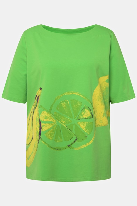 T-Shirt, Fruchtmotiv, U-Boot-Ausschnitt, Halbarm