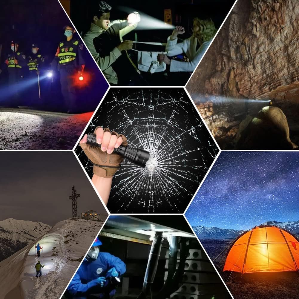 KL41 Plus LED Taschenlampe Extrem Hell,2 Wiederaufladbare Batterie Taschenlampen mit Rot,Grün, IR850,Weiß, 384m Langstrecken Leuchte IP68 mit Fernschalter für Outdoor,Camping,Wandern,Notfäll