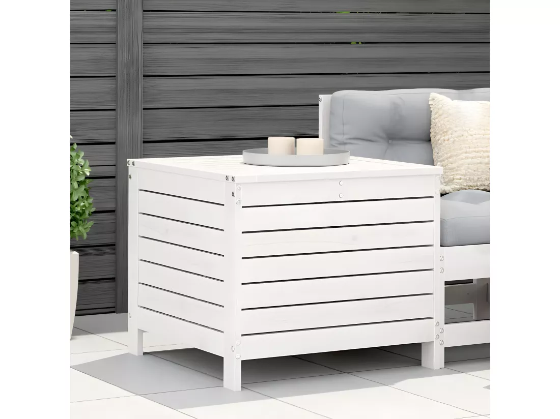 Repose-pied de jardin blanc 62x63,5x53,5 cm bois de pin massif