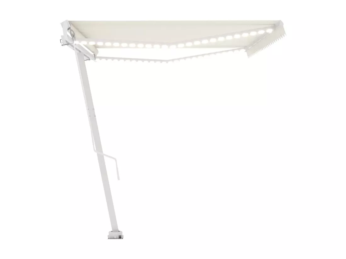 Auvent manuel rétractable avec LED 500x350 cm Crème
