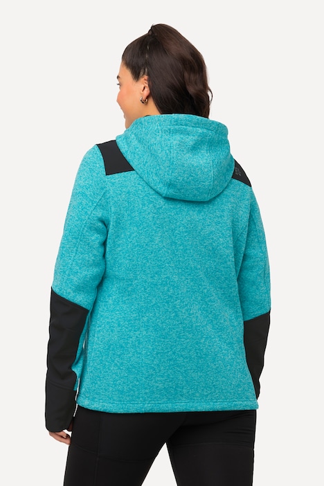 Fleecejacke, Reflektordruck, Kapuze, Daumenloch