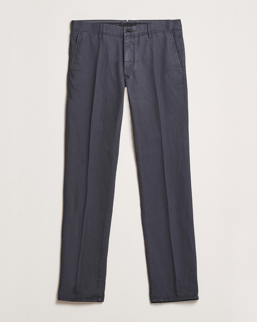 Incotex Slim Fit Basket Weave Cotton Slacks Dark Grey