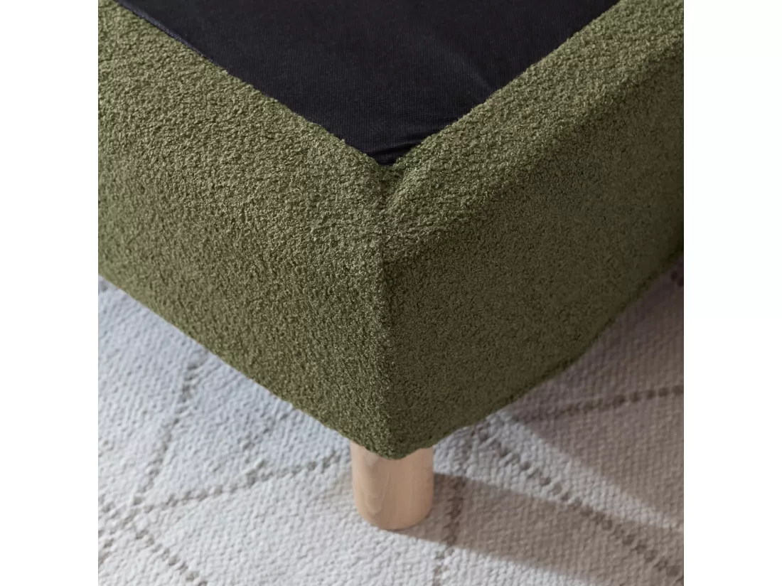 Cache-sommier bouclette intégral kaki 180x200 - Boucletta
