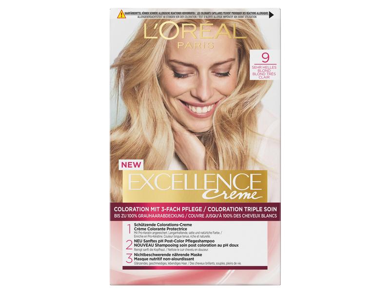 L'Oréal Paris Haarcoloration 9 Sehr Helles Blond 3-fach Pflege-Coloration