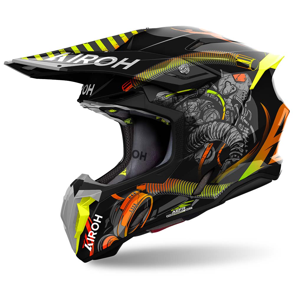Airoh - Casque Twist 3 Toxic Noir / Orange / Jaune / Brillant