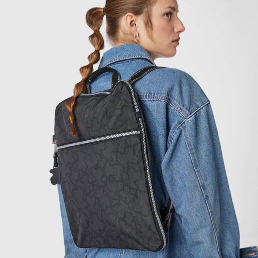Mochila Kaos New Colors em nylon na cor antracite-preto