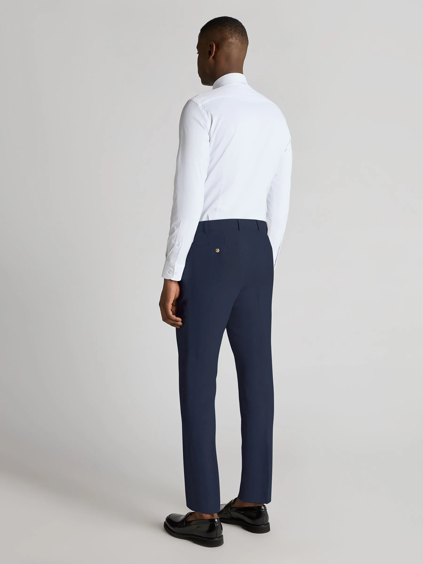 Remus Uomo Slim Leg Linen-Blend Formal Trousers