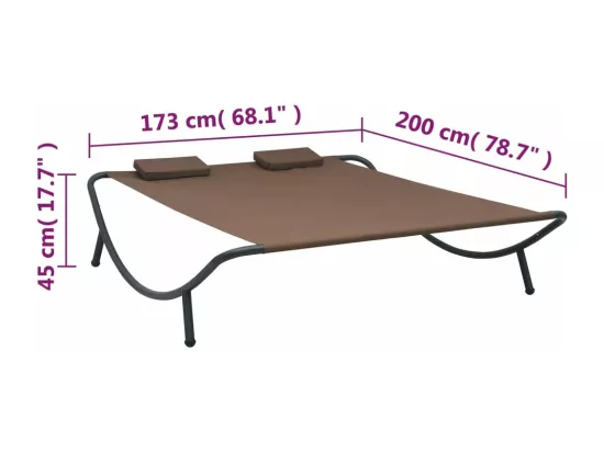 Chaise longue d'extérieur Tissu Marron