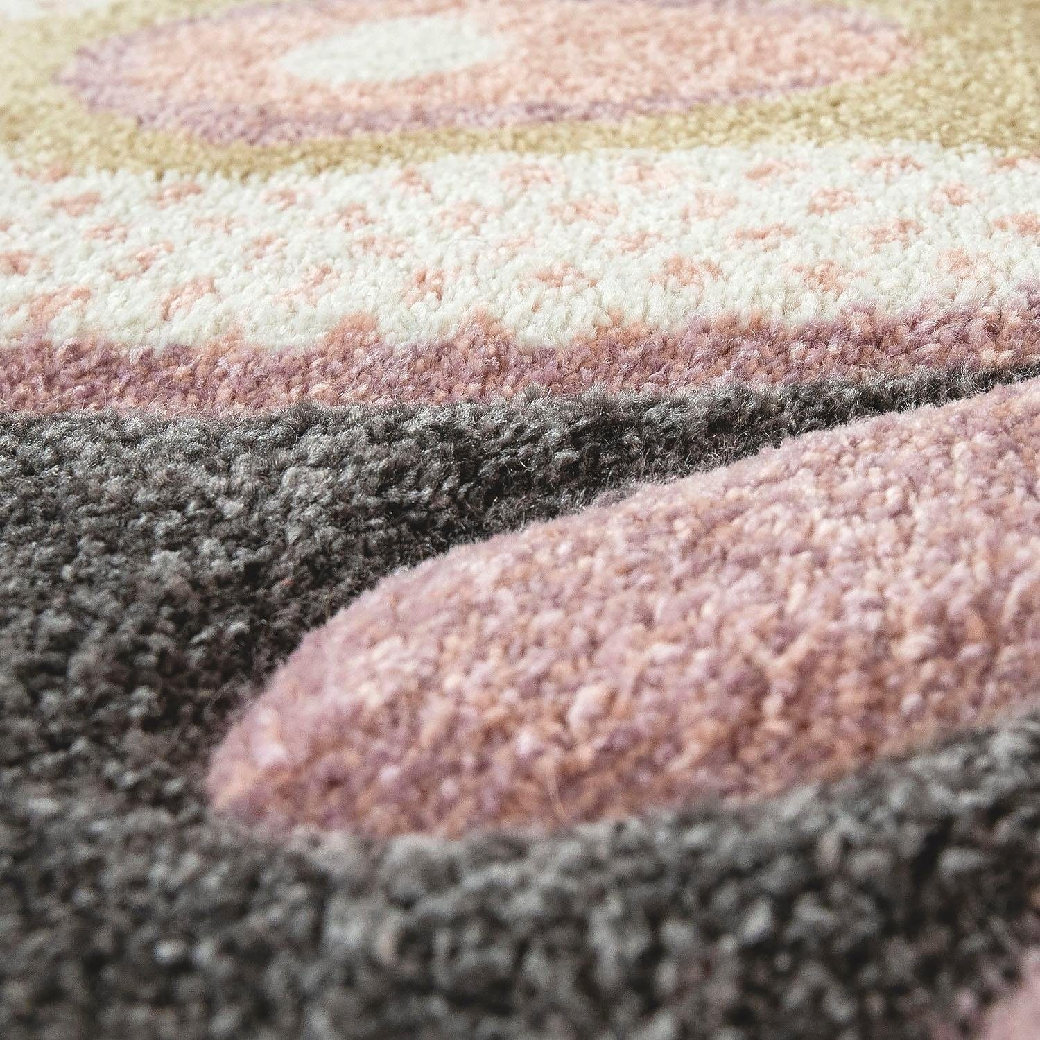 Paco Home Kinderteppich »Cosmo 220« rechteckig 12 mm Höhe 3D-Design, Patchwork Muster, niedliches Motiv Schmetterlinge & Punkte