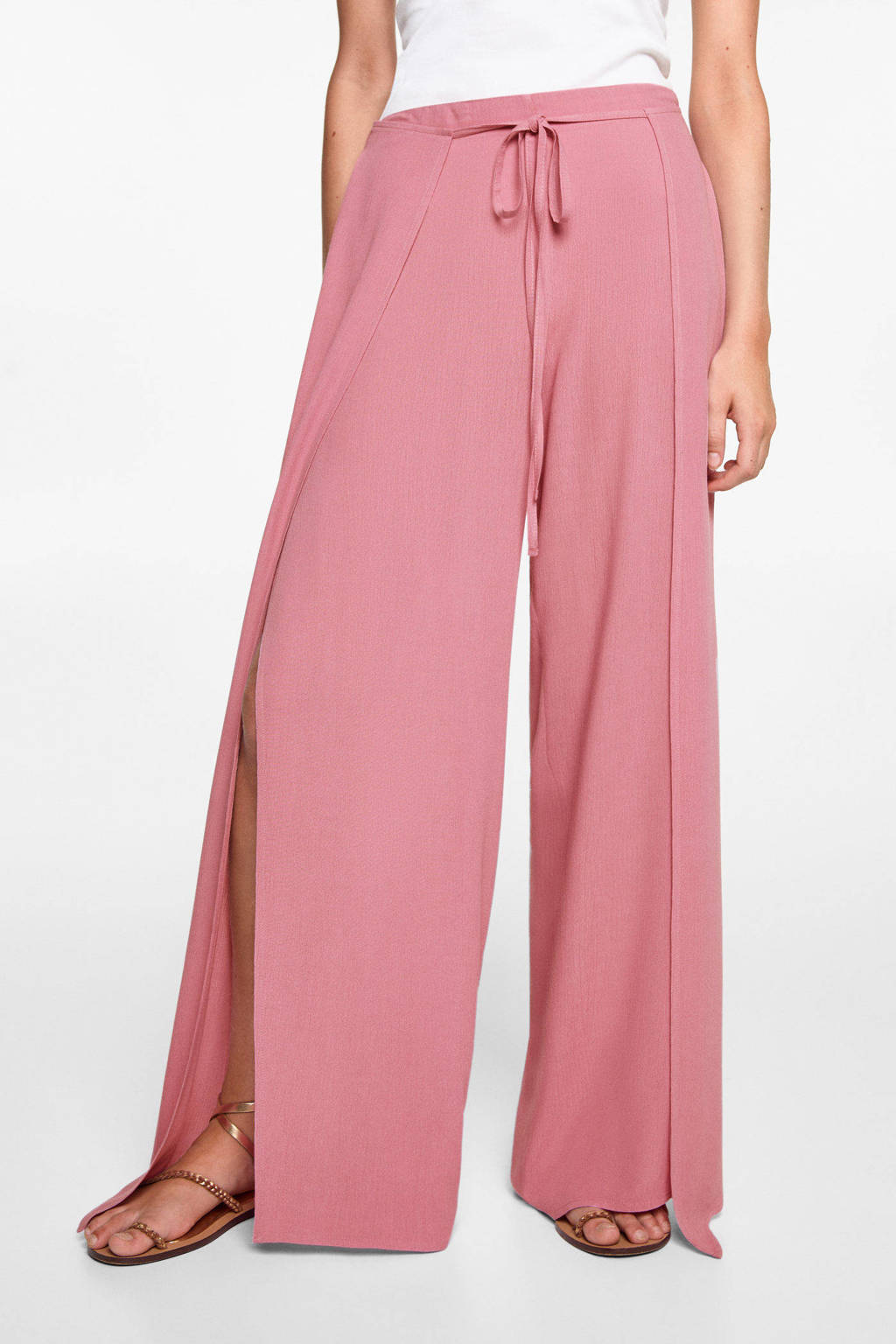 MANGO TEEN wide leg broek roze