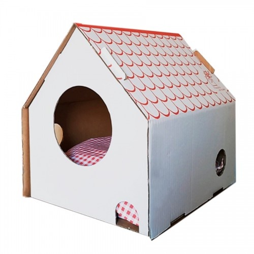 Casinha de papelão branca para gatos da Frankie