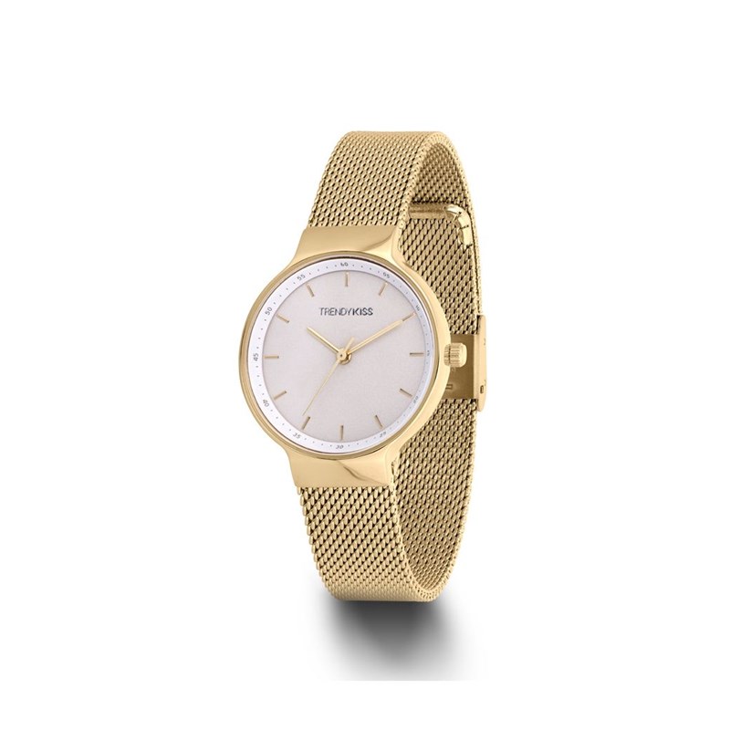 Montre Trendy Kiss en Maille Milanaise Femme Doré