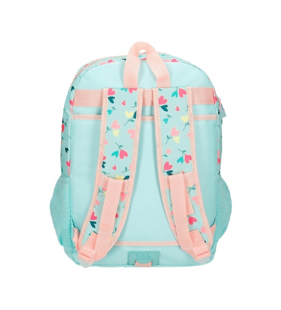 Mochila Roll Road Queen of hearts adaptável para carro 42 cm turquesa, rosa