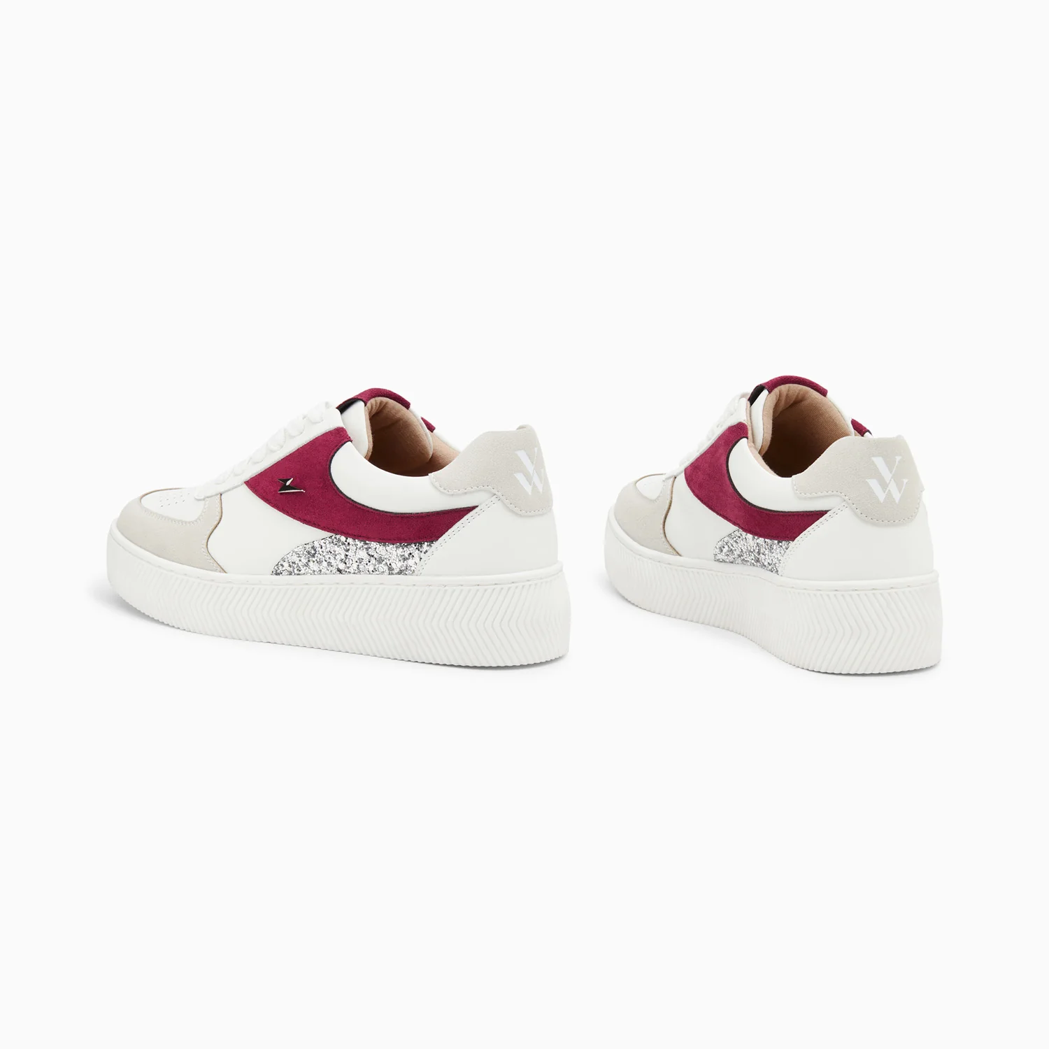 Sneakers-Baskets Nassita bordeaux et argent à lacets
