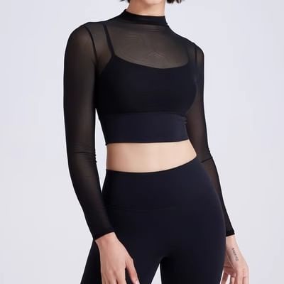 CUCURBIT - Sport-T-shirt met lange mouwen en een effen mesh-hals