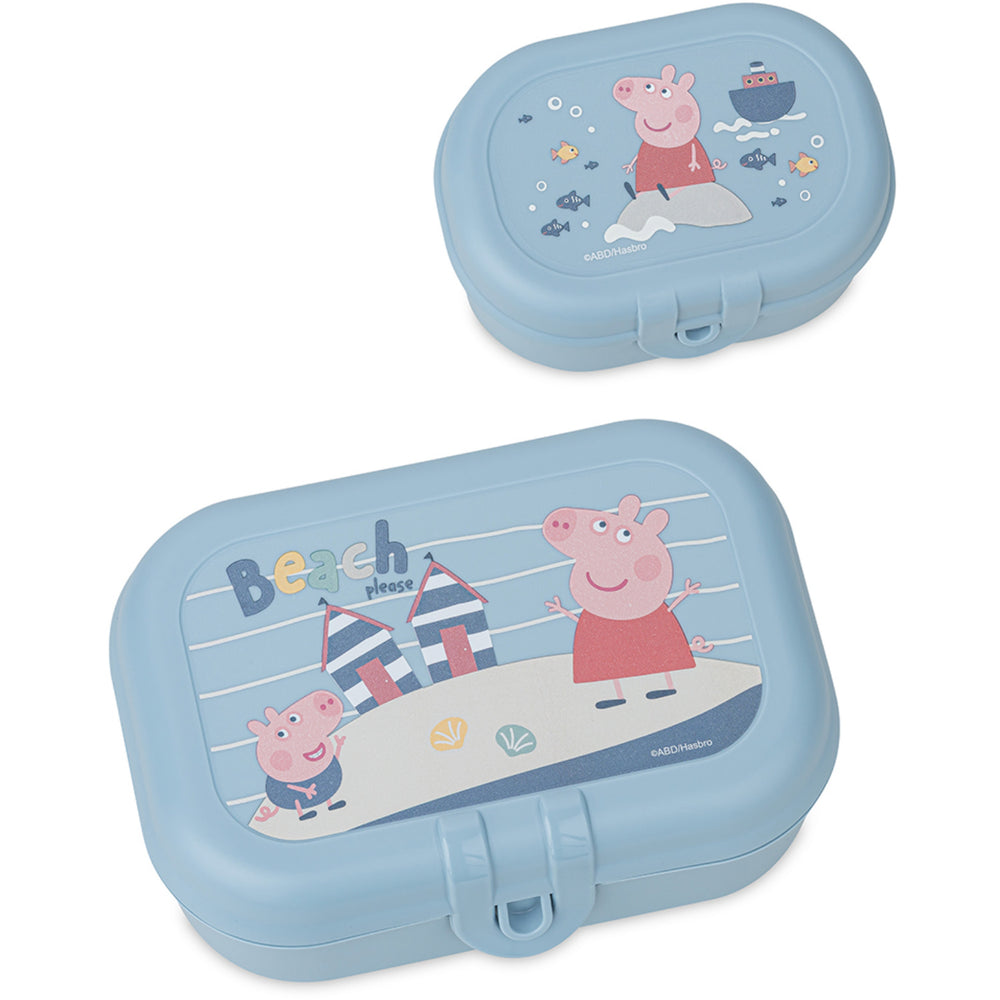 Køb Koziol Powder Blue Lunch Box Sæt + Drikkedunk 200Ml Peppa Pig Waves To Go