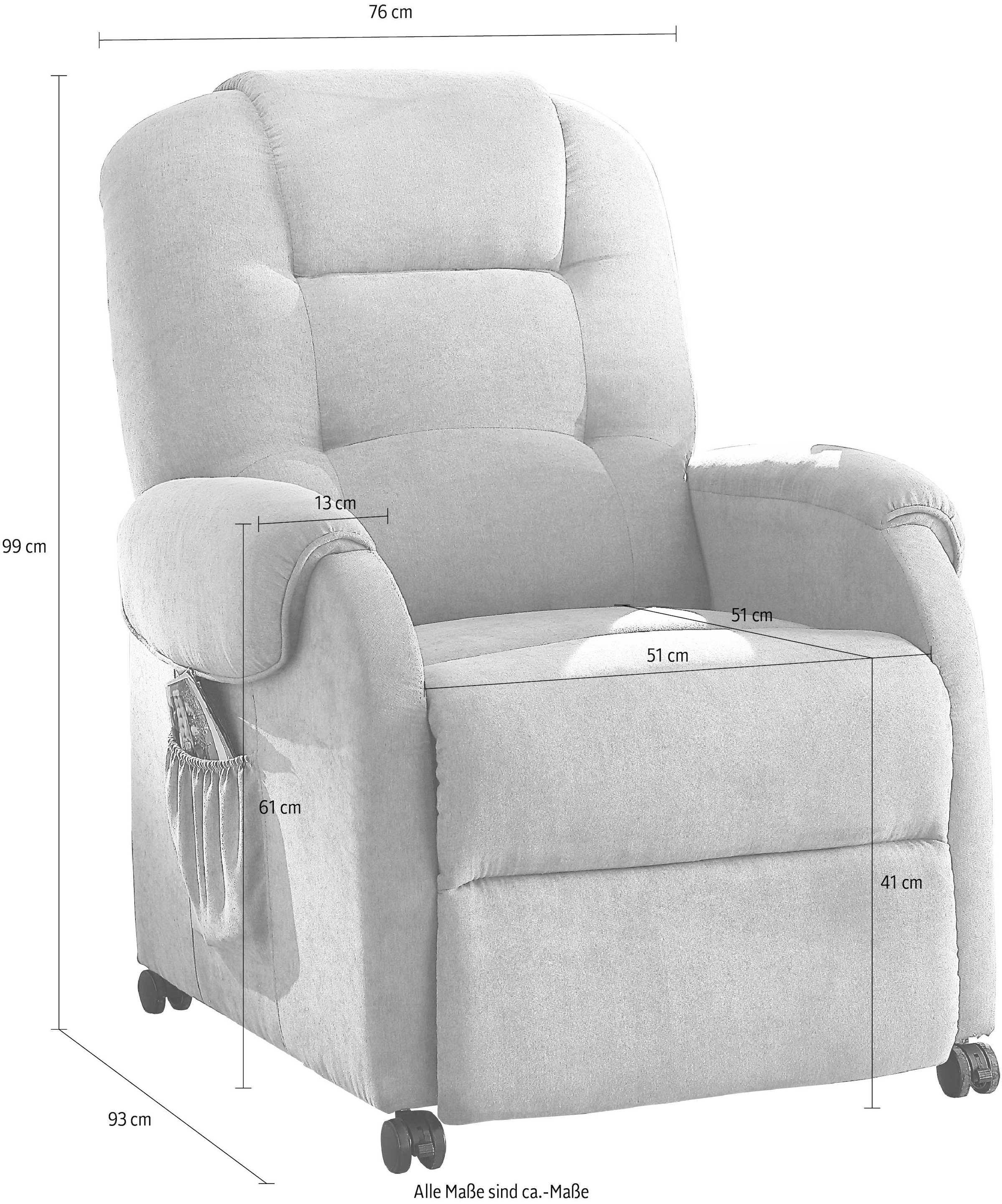 ATLANTIC home collection Relaxsessel »Tobi« mit Relaxfunktion, Federkern & Aufbewahrungstasche