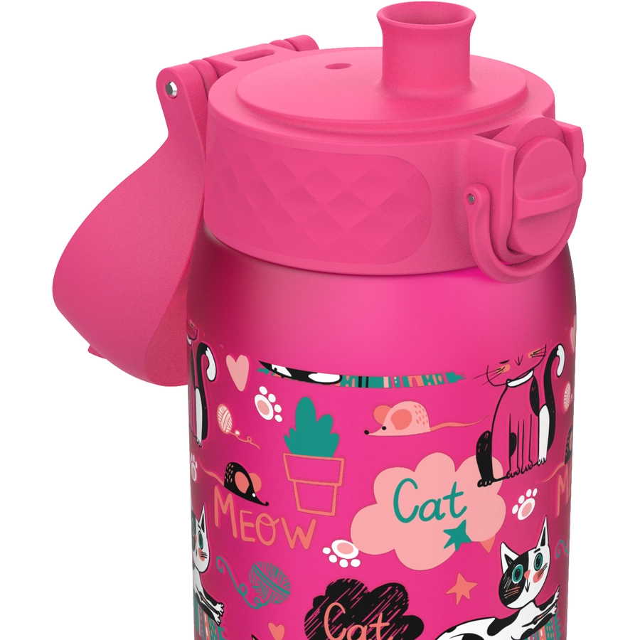 ion8 Kindertrinkflasche auslaufsicher 350 ml Katzen  pink