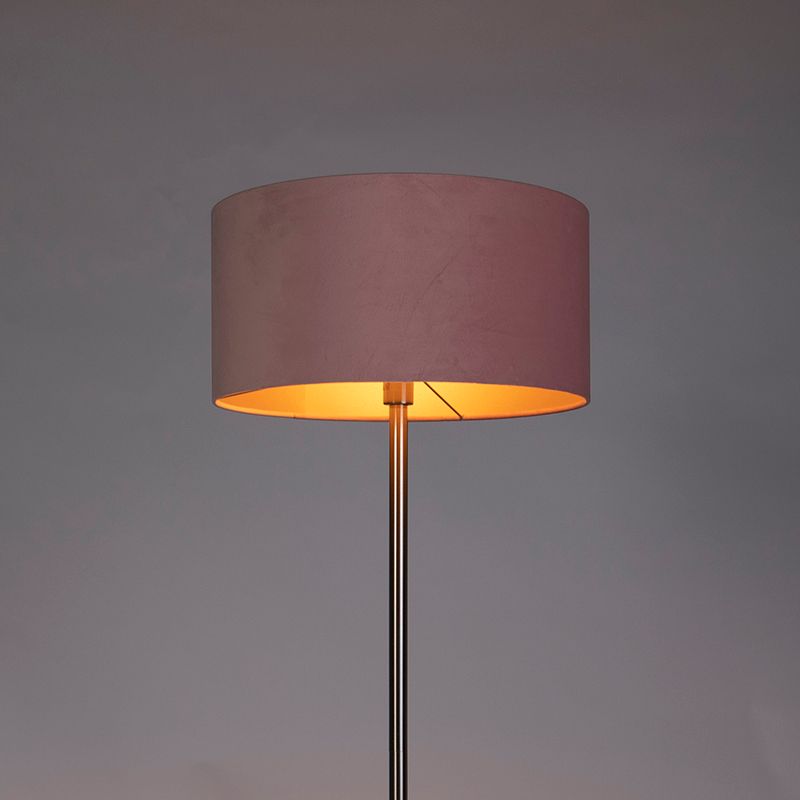 Vloerlamp staal met roze kap 50 cm - Simplo