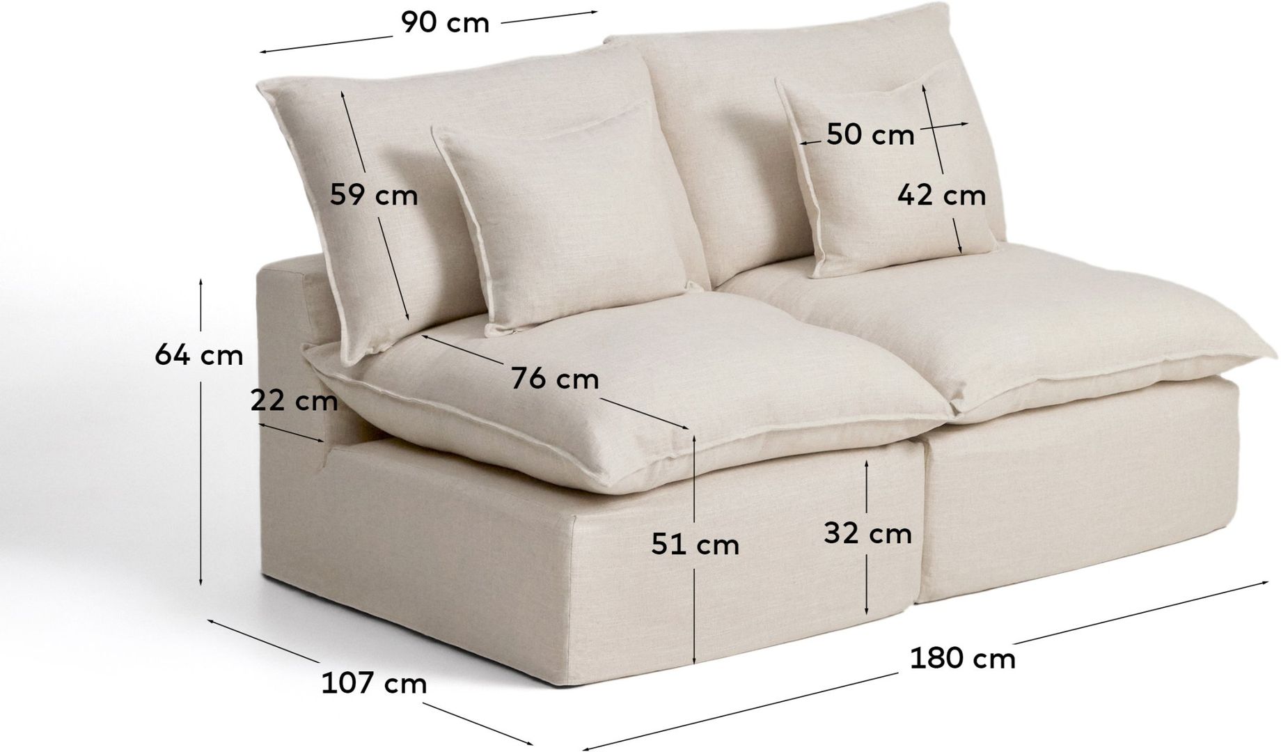 Kave Home Anarela Beige 2-Zitsbank
