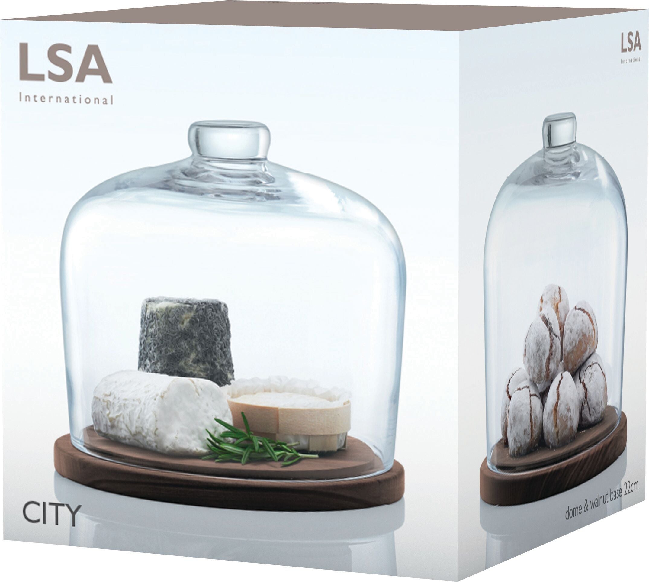 City Cloche Käseglocke Nussbaum Ø22cm - Dunkelbraun, Transparent / H: 20.0 cm