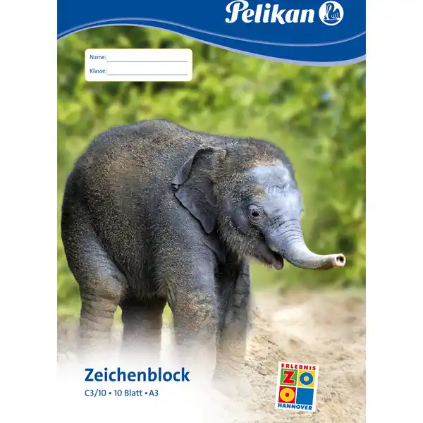 Zeichenblock mit Tiermotiv C3 / 10, A3, 10 Blatt, sortiert