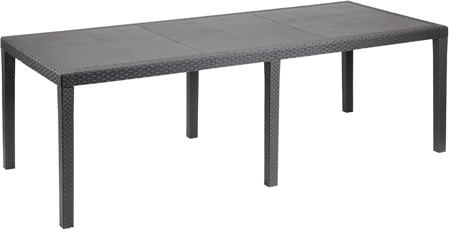 Rechteckiger ausziehbarer Gartentisch, Made in Italy, Farbe Anthrazit, Maße 150 x 72 x 90 cm (ausziehbar bis 220 cm)
