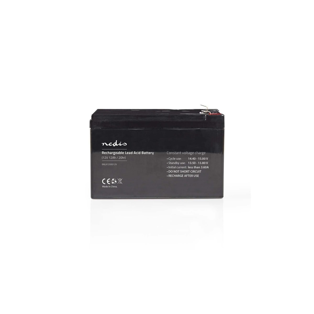 Nedis Oppladbart blybatteri | Lead-Acid | Oppladningsbar | 12 V | 12000 mAh