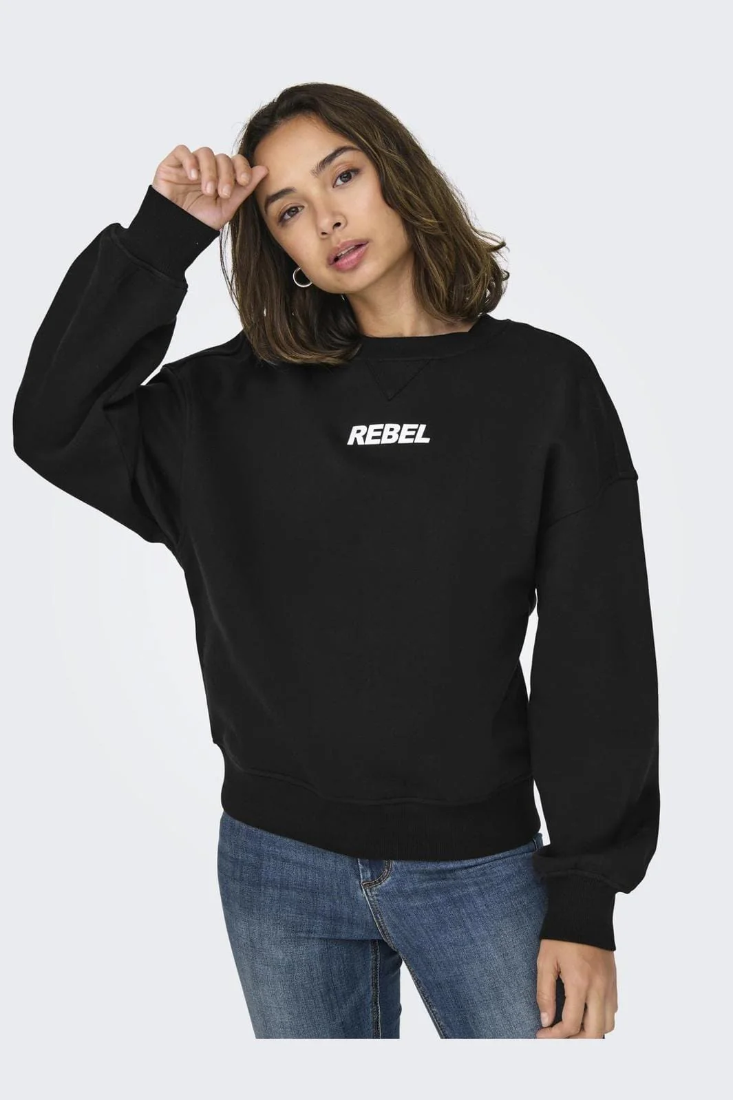 Only Onlsofia L/S Word O-Neck Swt 4564505 black rebel